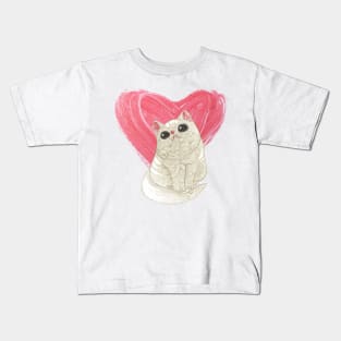 I Love My Cat Heart Design Kids T-Shirt